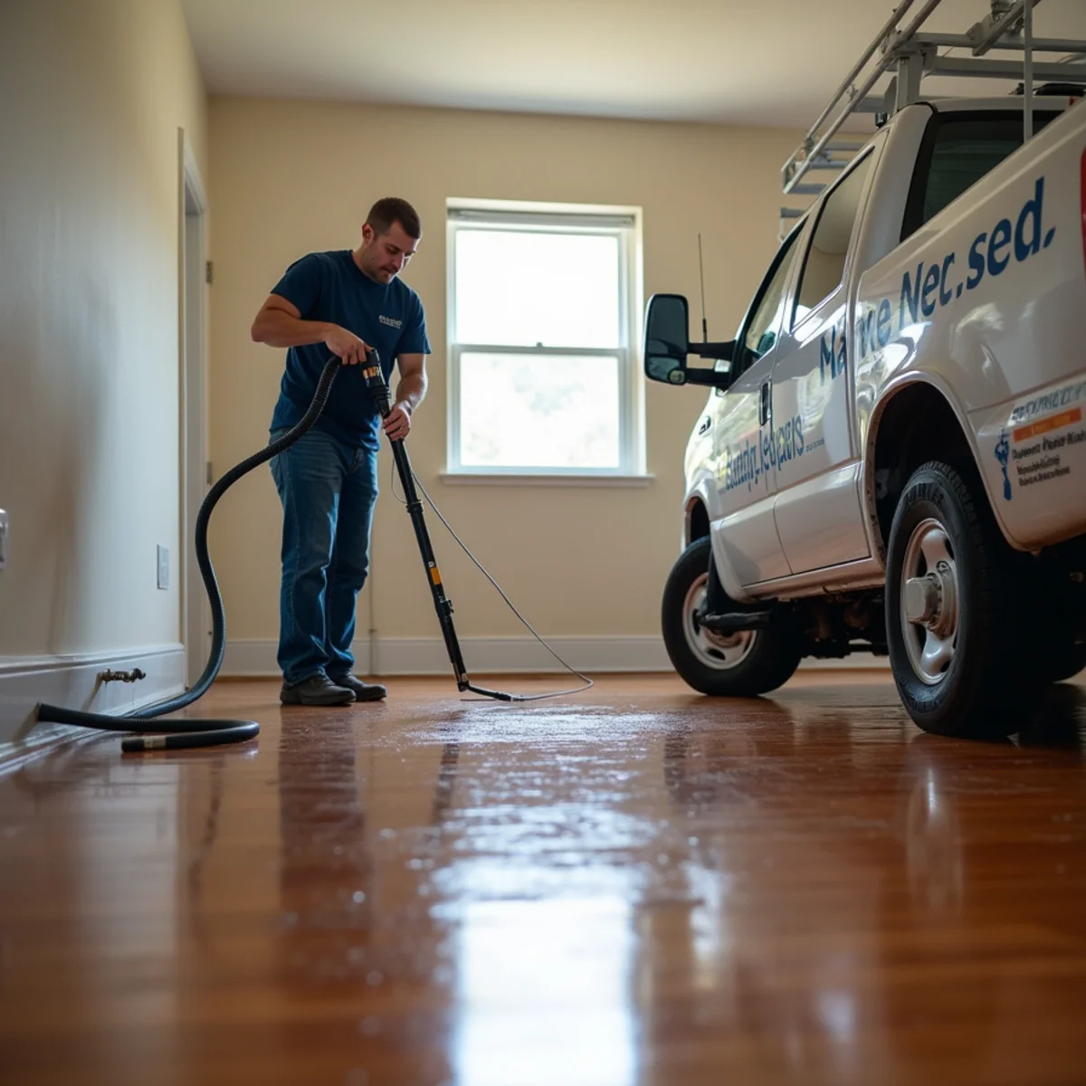 Commercial water extraction and drying equipment in Bexar County home